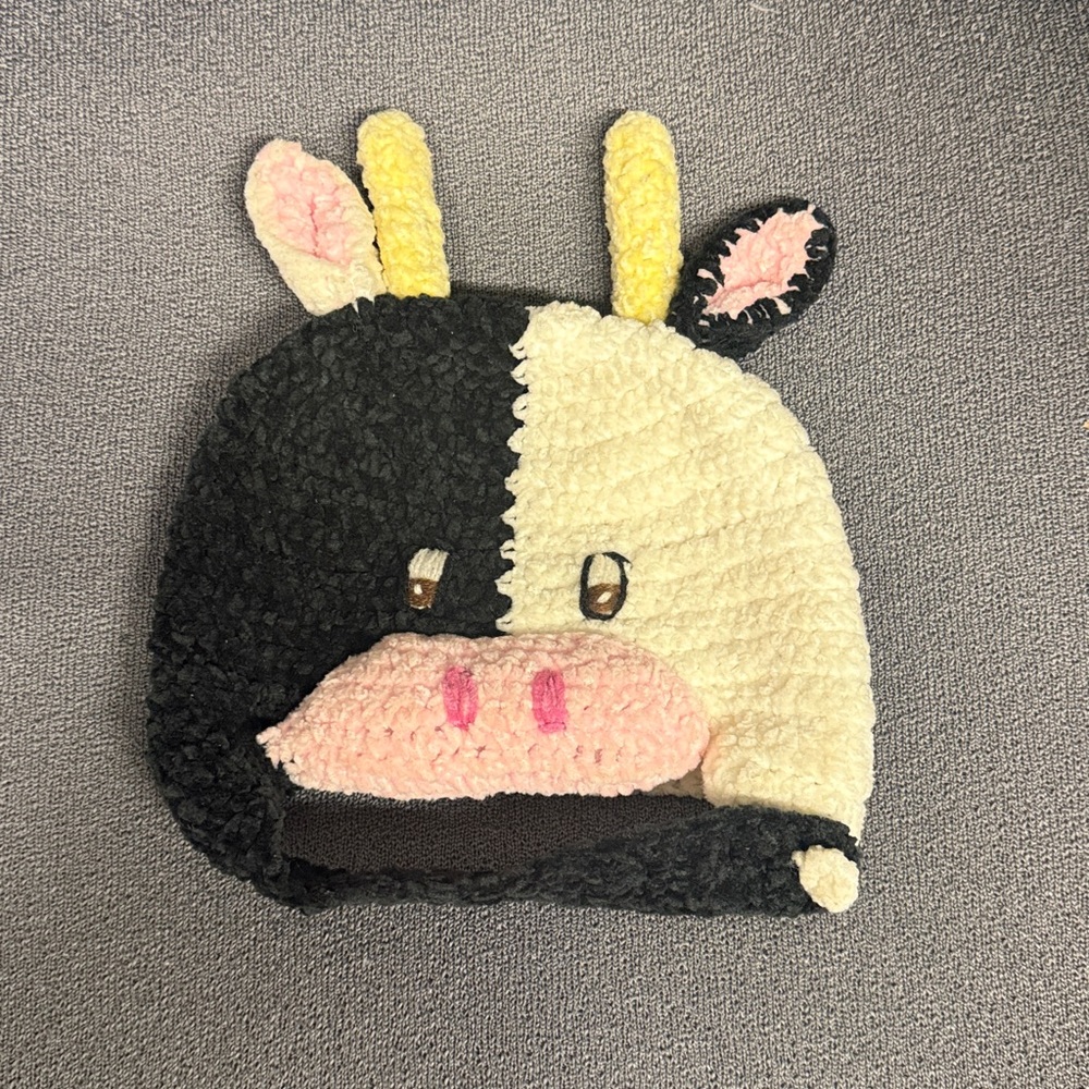 Cute Cow Crocheted Beanie